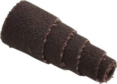 Merit Abrasives - 1" Long x 3/8" Diam, Aluminum Oxide, Full Taper Cartridge Roll - 120 Grit, 1/8" Pilot Hole Diam, Fine Grade - Eagle Tool & Supply