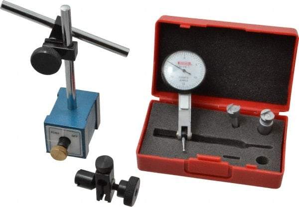 SPI - 0.0005" Graduation, 0-100 Dial Reading, Indicator & Base Kit - 0.0005 Inch Graduation, Includes Dial Test Indicator Set, Magnetic Base - Eagle Tool & Supply