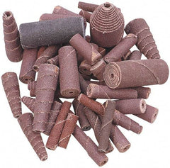 Merit Abrasives - 1-1/2" Long x 5/8" Diam, Aluminum Oxide, Full Taper Cartridge Roll - 36 Grit, 1/8" Pilot Hole Diam, Very Coarse Grade - Eagle Tool & Supply
