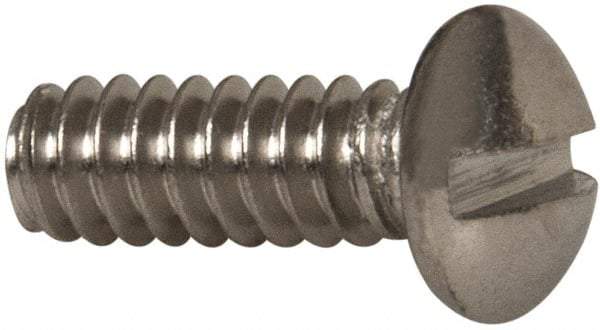 Value Collection - #6-32 UNC, 3/8" Length Under Head Slotted Drive Machine Screw - Round Head, Grade 316 Stainless Steel, Uncoated, Without Washer - Eagle Tool & Supply
