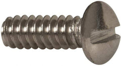 Value Collection - #6-32 UNC, 3/8" Length Under Head Slotted Drive Machine Screw - Round Head, Grade 316 Stainless Steel, Uncoated, Without Washer - Eagle Tool & Supply