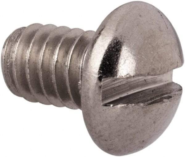 Value Collection - #8-32 UNC, 1/4" Length Under Head Slotted Drive Machine Screw - Round Head, Grade 316 Stainless Steel, Uncoated, Without Washer - Eagle Tool & Supply