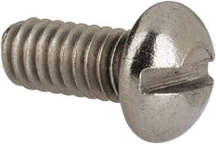 Value Collection - #8-32 UNC, 3/8" Length Under Head Slotted Drive Machine Screw - Round Head, Grade 316 Stainless Steel, Uncoated, Without Washer - Eagle Tool & Supply