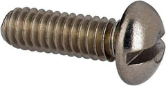 Value Collection - #8-32 UNC, 1/2" Length Under Head Slotted Drive Machine Screw - Round Head, Grade 316 Stainless Steel, Uncoated, Without Washer - Eagle Tool & Supply
