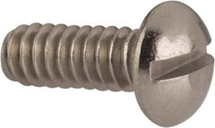 Value Collection - #10-24 UNC, 1/2" Length Under Head Slotted Drive Machine Screw - Round Head, Grade 316 Stainless Steel, Uncoated, Without Washer - Eagle Tool & Supply