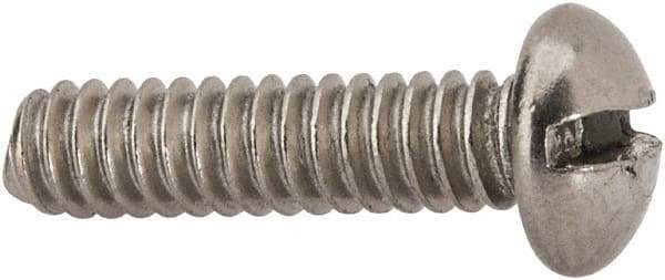 Value Collection - #10-24 UNC, 3/4" Length Under Head Slotted Drive Machine Screw - Round Head, Grade 316 Stainless Steel, Uncoated, Without Washer - Eagle Tool & Supply
