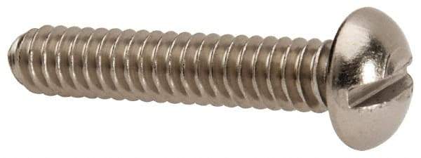 Value Collection - #10-24 UNC, 1" Length Under Head Slotted Drive Machine Screw - Round Head, Grade 316 Stainless Steel, Uncoated, Without Washer - Eagle Tool & Supply
