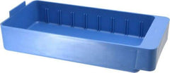 Quantum Storage - 28 Lb. Load Capacity, 11-5/8" Deep, Blue High-Impact Polystyrene Drawer Bin - 2-1/8" High x 5-9/16" Wide x 11-5/8" Long - Eagle Tool & Supply