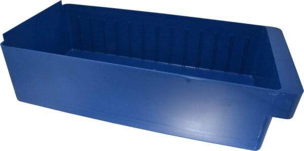 Quantum Storage - 28 Lb. Load Capacity, 17-5/8" Deep, Blue High-Impact Polystyrene Drawer Bin - 4-5/8" High x 8-3/8" Wide x 17-5/8" Long - Eagle Tool & Supply