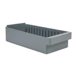 Quantum Storage - 28 Lb. Load Capacity, 17-5/8" Deep, Gray High-Impact Polystyrene Drawer Bin - 4-5/8" High x 8-3/8" Wide x 17-5/8" Long - Eagle Tool & Supply