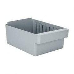 Quantum Storage - 28 Lb. Load Capacity, 11-5/8" Deep, Gray High-Impact Polystyrene Drawer Bin - 4-5/8" High x 8-3/8" Wide x 11-5/8" Long - Eagle Tool & Supply