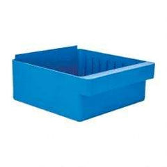 Quantum Storage - 28 Lb. Load Capacity, 11-5/8" Deep, Blue High-Impact Polystyrene Drawer Bin - 4-5/8" High x 11-1/8" Wide x 11-5/8" Long - Eagle Tool & Supply