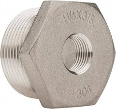 Merit Brass - 1-1/4 x 3/8" Grade 316 Stainless Steel Pipe Hex Bushing - MNPT x FNPT End Connections, 150 psi - Eagle Tool & Supply