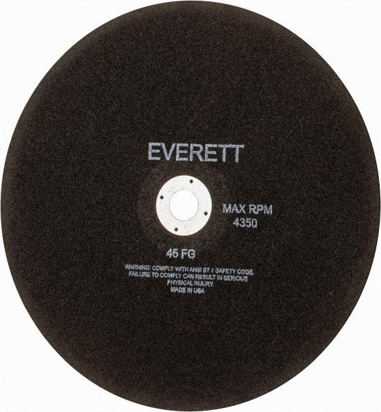 Everett - 14" Aluminum Oxide Cutoff Wheel - 1/8" Thick, 1" Arbor, Use with Gas Powered Saws - Eagle Tool & Supply