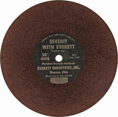 Everett - 18" Aluminum Oxide Cutoff Wheel - 3/16" Thick, 1" Arbor, Use with Gas Powered Saws - Eagle Tool & Supply