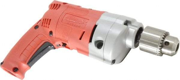 Milwaukee Tool - 1/2" Keyed Chuck, 950 RPM, Pistol Grip Handle Electric Drill - 5.5 Amps, 120 Volts, Reversible, Includes 1/2" Magnum Drill, Chuck Key with Holder, Side Handle - Eagle Tool & Supply