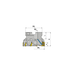 Indexable Square-Shoulder Face Mill:  A211600R0815B150250EF,  6'' Cut Dia,  1.5000″ Arbor Hole Dia,  0.5510″ Max Cutting Depth Uses  8,  XD.T 1505 Inserts,  Through Coolant,  Series  A211-15