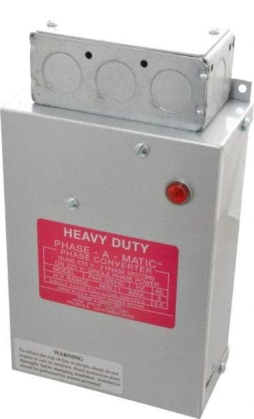 Made in USA - 1 to 3 hp Static Phase Converter - Eagle Tool & Supply