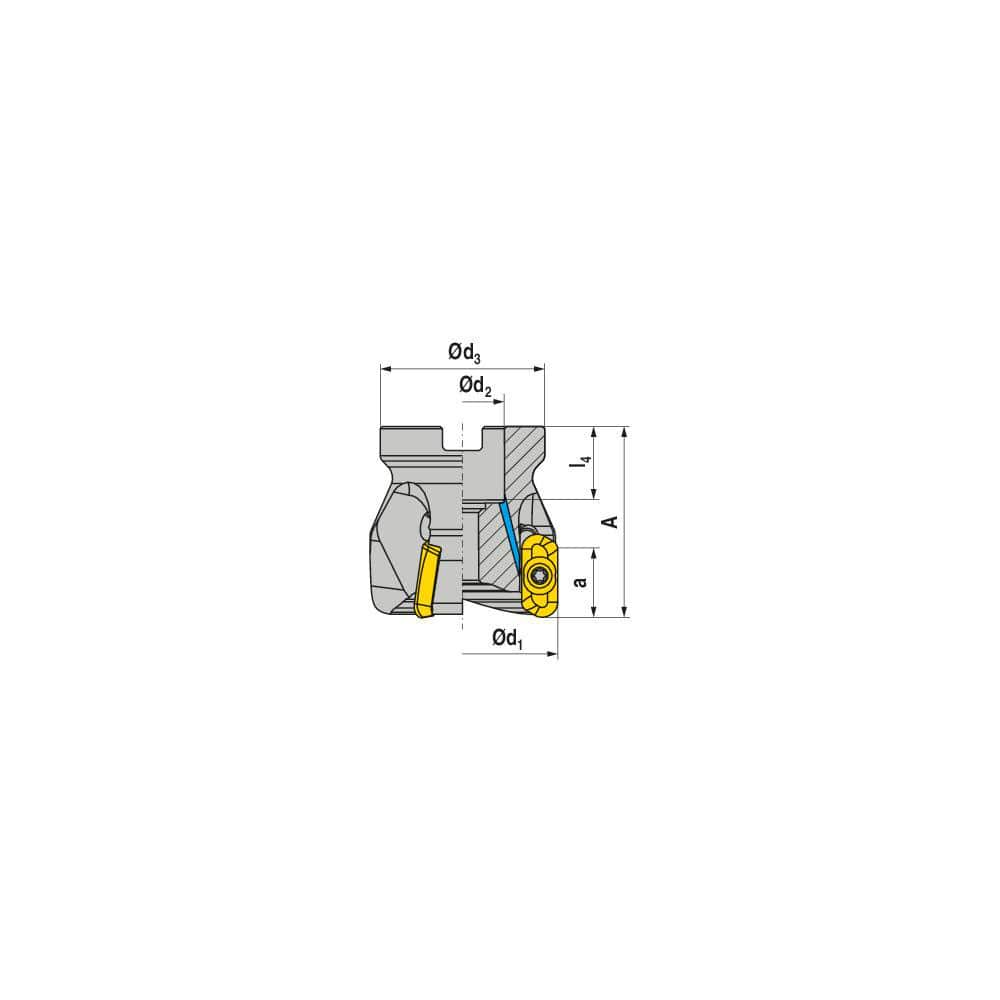 Indexable Square-Shoulder Face Mill:  AHSC.125.R.05-19,  40.0000″ Arbor Hole Dia, Uses  5,  XD..1904.. Inserts,  Through Coolant,  Series  AHSC-19