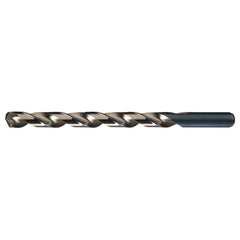 7/16 RHS / RHC HSS-CO 8% (M42) 135 Degree Split Point Cobalt Heavy Duty Taper Length Drill - Straw / Gold Oxide - Exact Industrial Supply