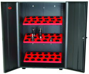 Wall Tree Locker - Holds 18 Pcs. HSK63A - Textured Black with Red Shelves - Eagle Tool & Supply