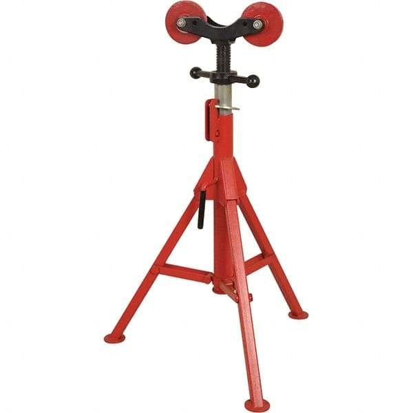 Rothenberger - 1/2" to 16" Pipe Capacity, Folding Pipe Stand with 2 Roller Head - 27" to 50" High, 2,500 Lb Capacity - Eagle Tool & Supply