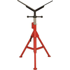 Rothenberger - 1/2" to 16" Pipe Capacity, Portable Folding Vee-Head Stand - 27" to 50" High, 2,500 Lb Capacity - Eagle Tool & Supply