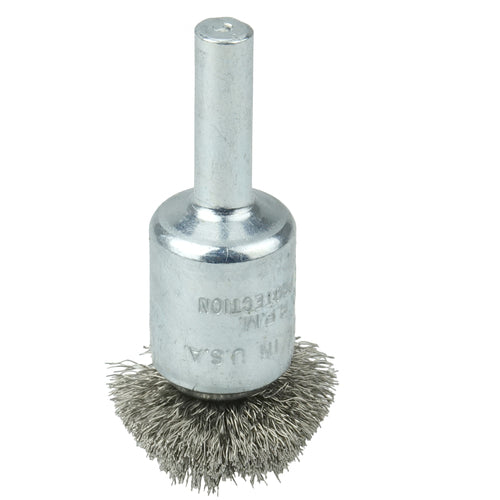 1″ Circular Flared Crimped Wire End Brush, .008″ Stainless Steel Fill - Eagle Tool & Supply