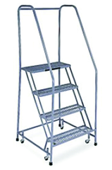 Model 1000; 4 Steps; 30 x 31'' Base Size - Steel Mobile Platform Ladder - Eagle Tool & Supply