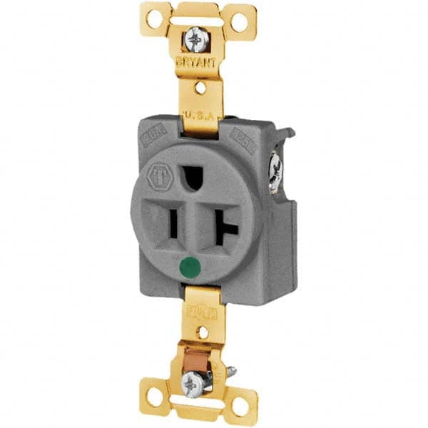 Bryant Electric - Straight Blade Receptacles Receptacle Type: Single Receptacle Grade: Hospital - Eagle Tool & Supply