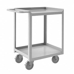 Mobile Utility Cart: Silver Stainless, Polyurethane Casters, 2 Shelves