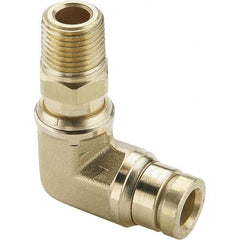 Parker - Metal Push-To-Connect Tube Fittings Type: Male Swivel Elbow Tube Outside Diameter (Inch): 1/4 - Eagle Tool & Supply
