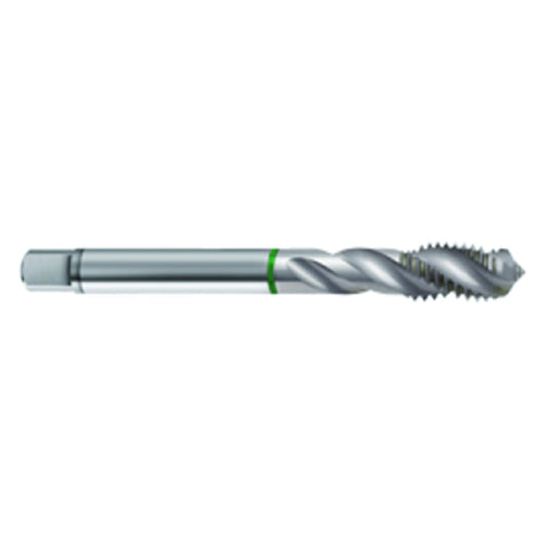 ‎M6 × 1.0 3FL 6H Cobalt Spiral Flute Semi-Bott Green Ring Tap-Bright-40 Degree Helix - Eagle Tool & Supply