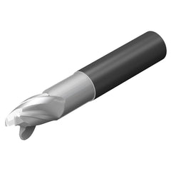 Corner Radius End Mill: 1/2″ Dia, 5/8″ LOC, 0.09″ Radius, 3 Flutes, Solid Carbide 3″ OAL, 1/2″ Shank Dia, 35 ° Helix, Bright/Uncoated, Corner Radius End, Centercutting, Series CoroMill Dura