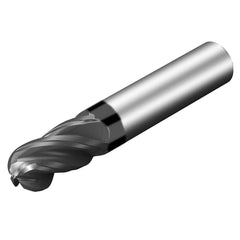 Sandvik Coromant - 1/4" Diam, 1-1/4" LOC, 4 Flute Solid Carbide Ball End Mill - Exact Industrial Supply