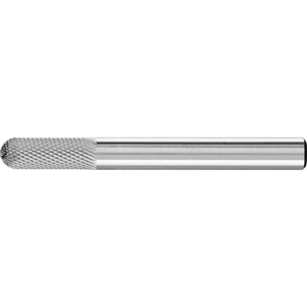 PFERD - SC-1, 1/4" Cut Diam, 1/4" Shank Diam, Carbide Diamond Pattern Cylinder with Radius End Burr - Exact Industrial Supply