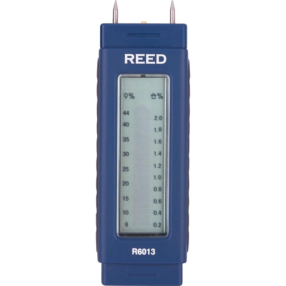 REED Instruments - Moisture Meters & Analyzers; Type: Pocket Size Moisture Meter ; Applications: Construction and Building Projects Remediation and Restoration Woodworking ; Accuracy (Percentage): Wood: ?1%, Materials: ?0.05% ; Minimum Operating Temperat - Exact Industrial Supply