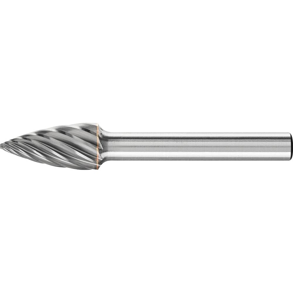 PFERD - SG-3, 3/8" Cut Diam, 1/4" Shank Diam, Carbide Inox Cut Tree with Pointed End Burr - Exact Industrial Supply