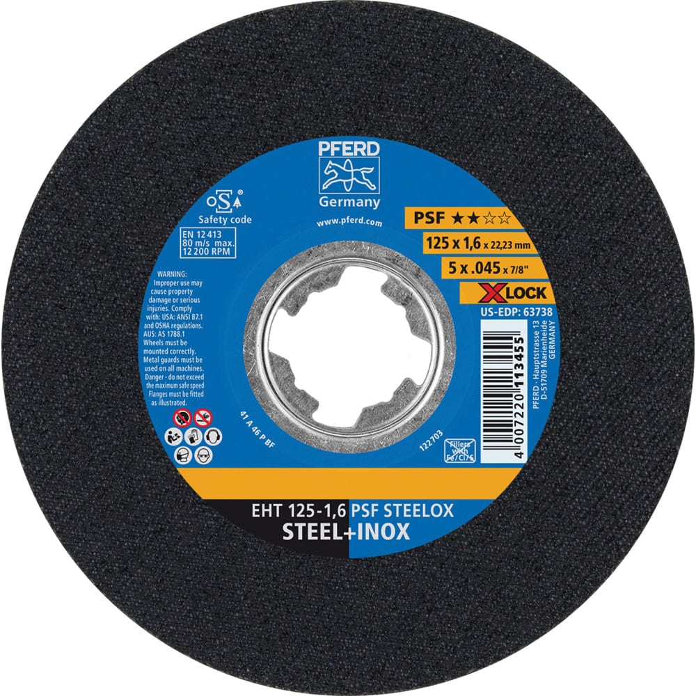 PFERD - Cutoff Wheels; Tool Compatibility: Angle Grinder ; Wheel Diameter (Inch): 5 ; Wheel Thickness (Inch): 0.0450 ; Abrasive Material: Aluminum Oxide ; Maximum RPM: 12200.000 ; Grit: 46 - Exact Industrial Supply