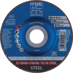 PFERD - Depressed-Center Wheels; Hole Size (Inch): 7/8 ; Connector Type: Arbor ; Wheel Type Number: Type 1 ; Abrasive Material: Steel ; Maximum RPM: 13300.000 ; Bond Type: Resinoid - Exact Industrial Supply