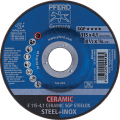 PFERD - Depressed-Center Wheels; Hole Size (Inch): 7/8 ; Connector Type: Arbor ; Wheel Type Number: Type 27 ; Abrasive Material: Ceramic Oxide ; Maximum RPM: 13300.000 ; Grit: 24 - Exact Industrial Supply