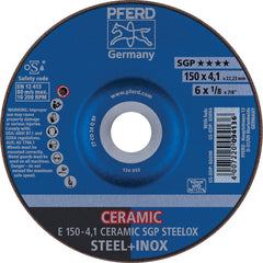 PFERD - Depressed-Center Wheels; Hole Size (Inch): 7/8 ; Connector Type: Arbor ; Wheel Type Number: Type 27 ; Abrasive Material: Ceramic Oxide ; Maximum RPM: 10200.000 ; Grit: 24 - Exact Industrial Supply