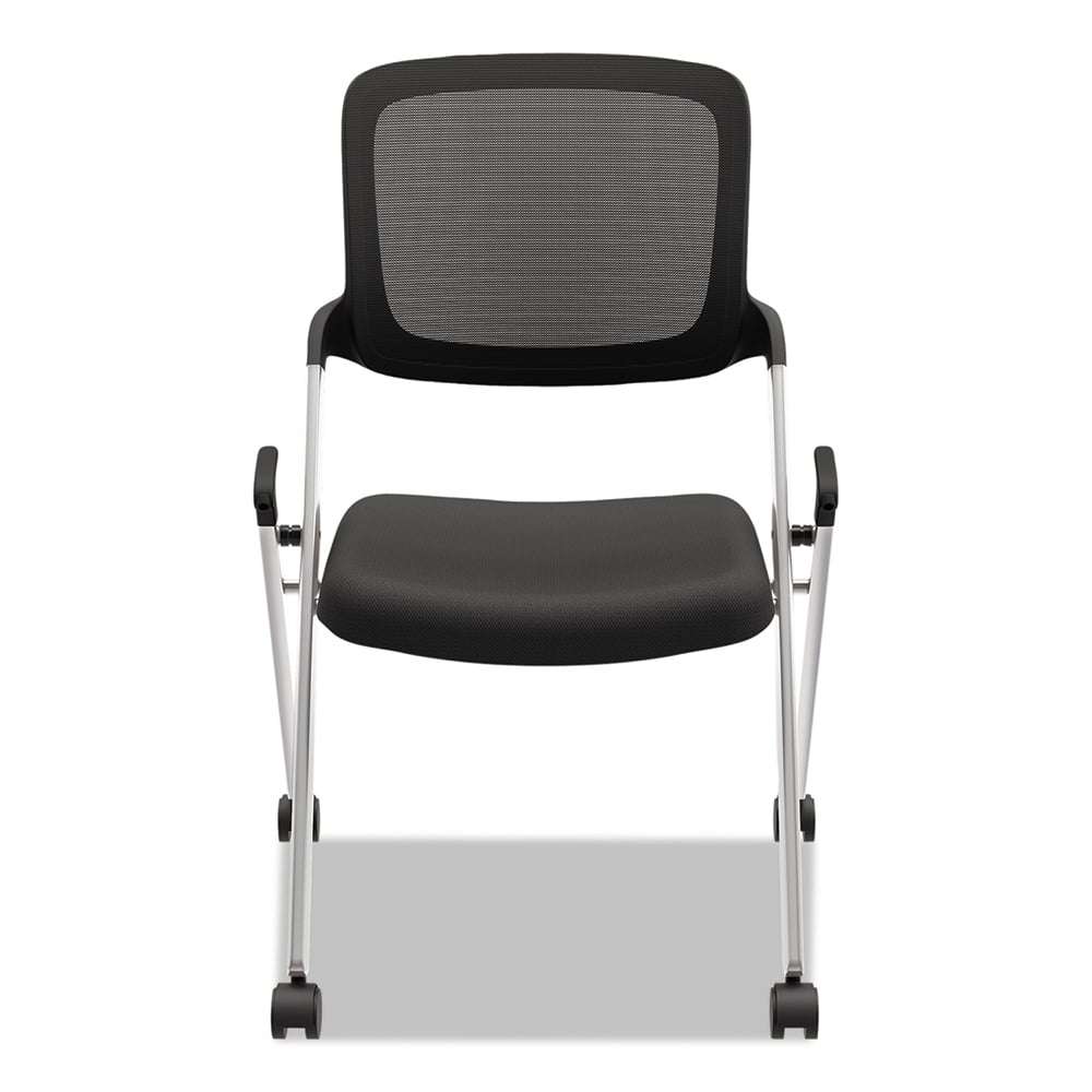 Basyx - Swivel & Adjustable Office Chairs; Type: Nesting ; Color: Black/Silver ; Seat Material: Fabric ; Height Range (Inch): 35 ; Depth (Inch): 26 ; Width (Inch): 18 - Exact Industrial Supply