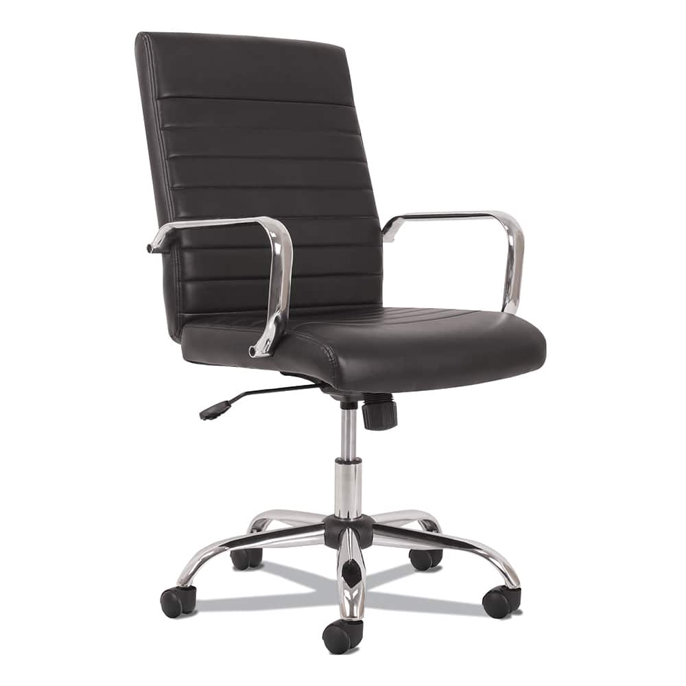 Basyx - Swivel & Adjustable Office Chairs; Type: Executive Mid Back ; Color: Black/Aluminum ; Seat Material: Leather ; Height Range (Inch): 38 - Exact Industrial Supply