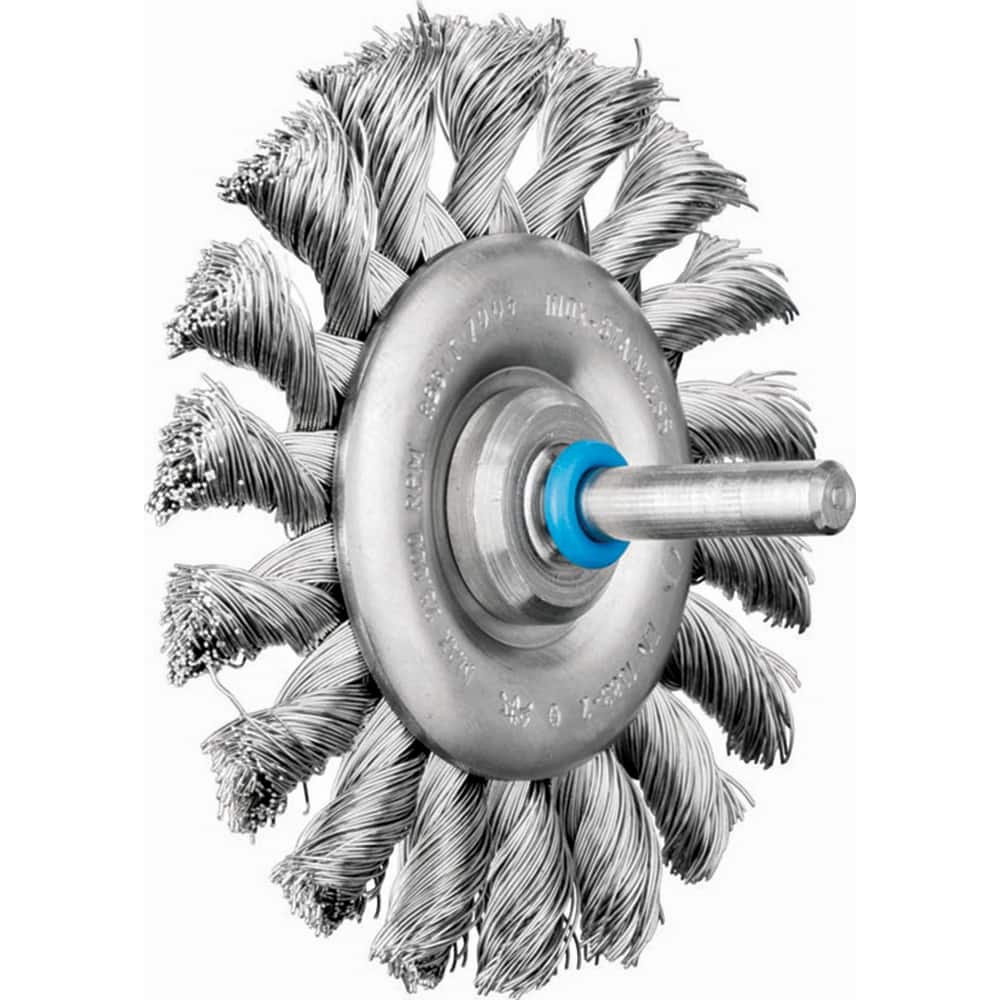 PFERD - Wheel Brushes; Outside Diameter (Inch): 3 ; Wire Type: Knotted ; Fill Material: Stainless Steel ; Trim Length (Inch): 5/8 ; Filament Wire Diameter Range: 0.0300 & Above ; Maximum RPM: 25000.000 - Exact Industrial Supply