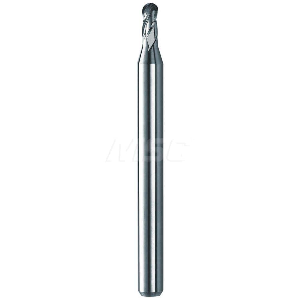 Ball End Mill: 0.095″ Dia, 0.143″ LOC, 3 Flute, Solid Carbide 3″ OAL, 1/8″ Shank Dia, 30 ° Helix, Uncoated, Single End, Series M3B