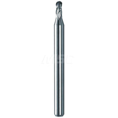 Ball End Mill: 0.078″ Dia, 0.117″ LOC, 3 Flute, Solid Carbide 4″ OAL, 1/8″ Shank Dia, 30 ° Helix, Uncoated, Single End, Series M3B