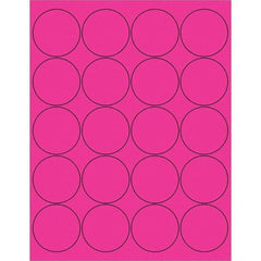 Tape Logic - Pack of (20), 100 Sheet 2" x 2" Fluorescent Pink Permanent Acrylic Laser Labels - Eagle Tool & Supply