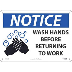 Sign: Rectangle & Square, ″Notice Wash Hands Before Returning To Work″ Aluminum, 10″ High