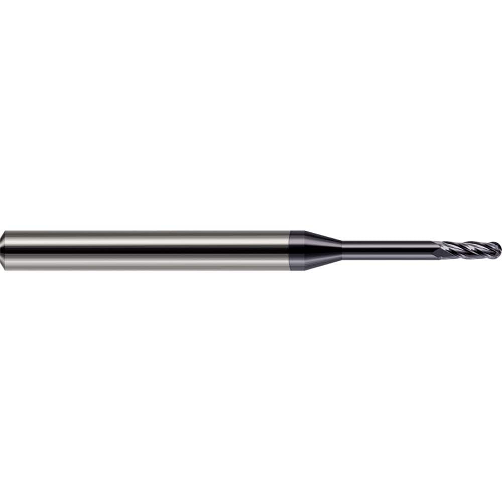 Harvey Tool - 1/64" Diam, 0.045" LOC, 4 Flute Solid Carbide Ball End Mill - Exact Industrial Supply